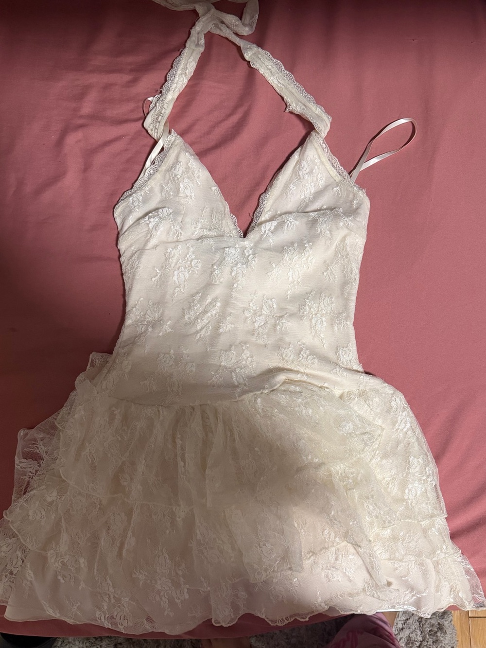 Women's Lace Halter Chemise Nightdress in Ivory